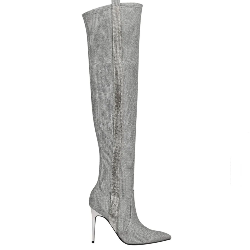Fierce & Sexy Guess Silver Sequin OTK Boots